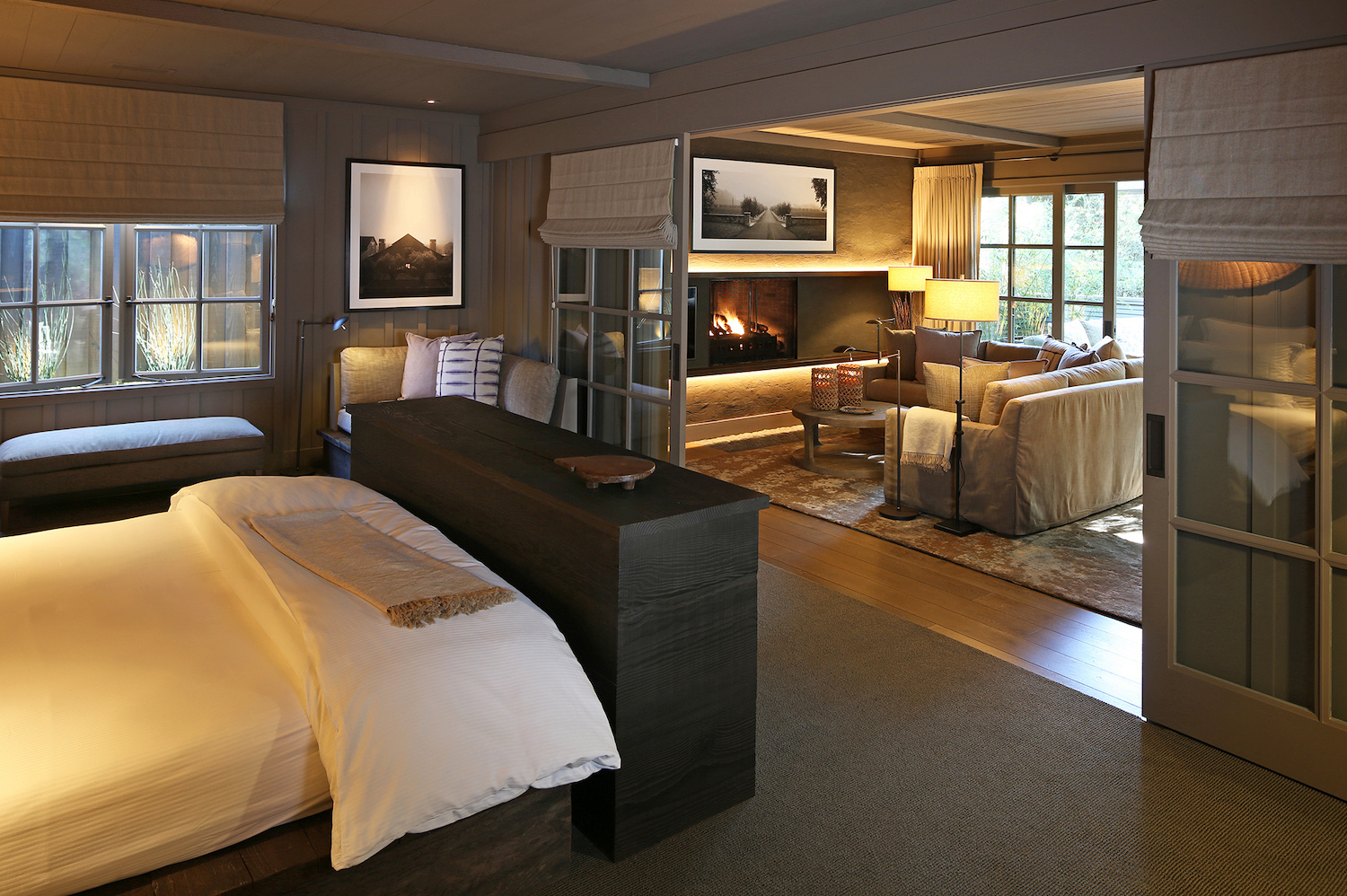 Hill House bedroom looking into living area