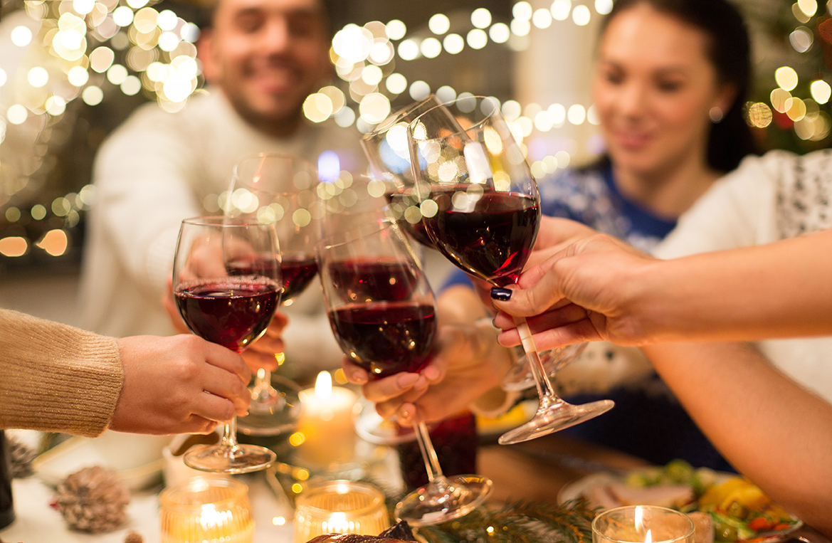 Holiday cheers with wine and friends
