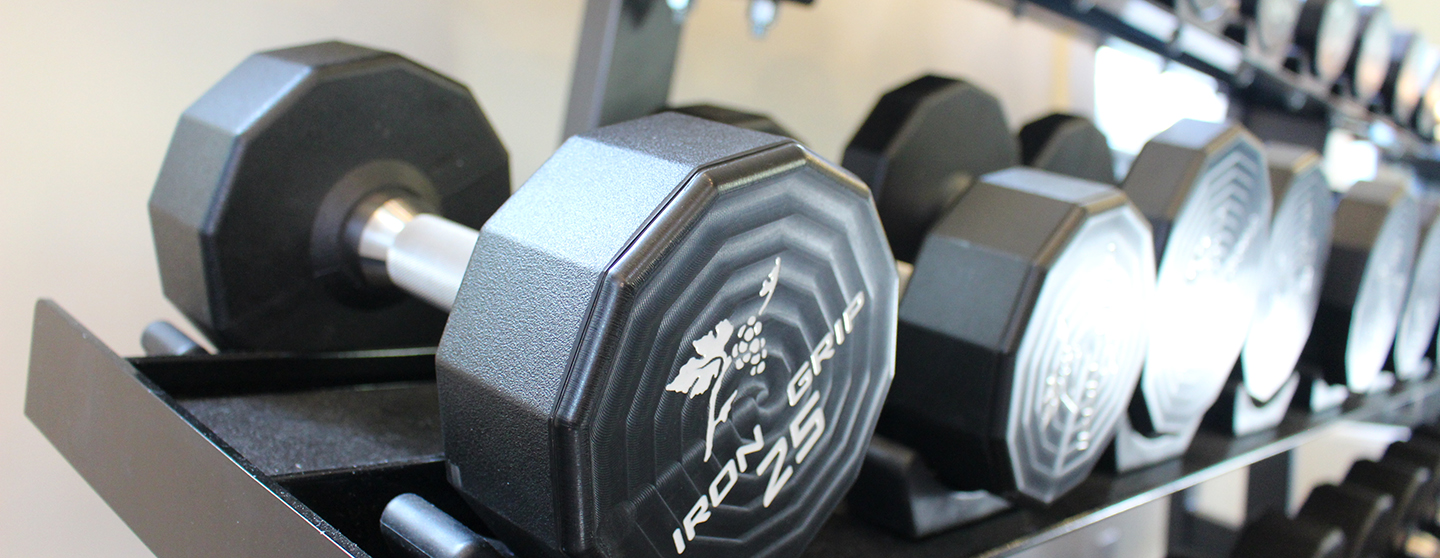 Rack of dumbbells in Fitness center