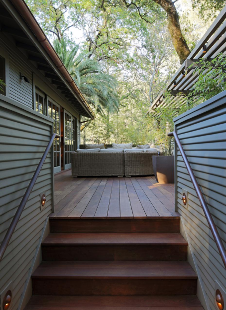 Entrance stairs to Hill House outdoor living deck