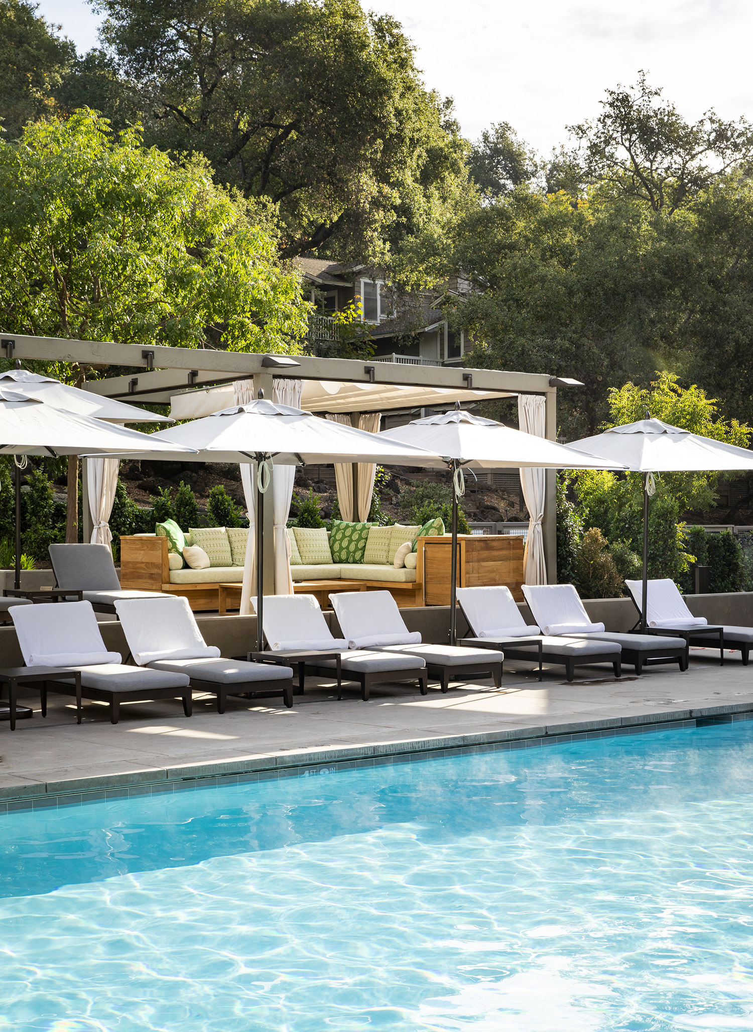 Cabana Pool with chaise lounges and umbrellas