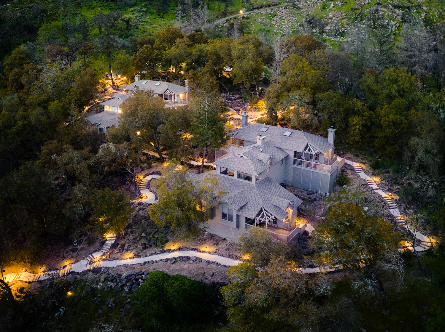 Aerial view of Meadowood lodges